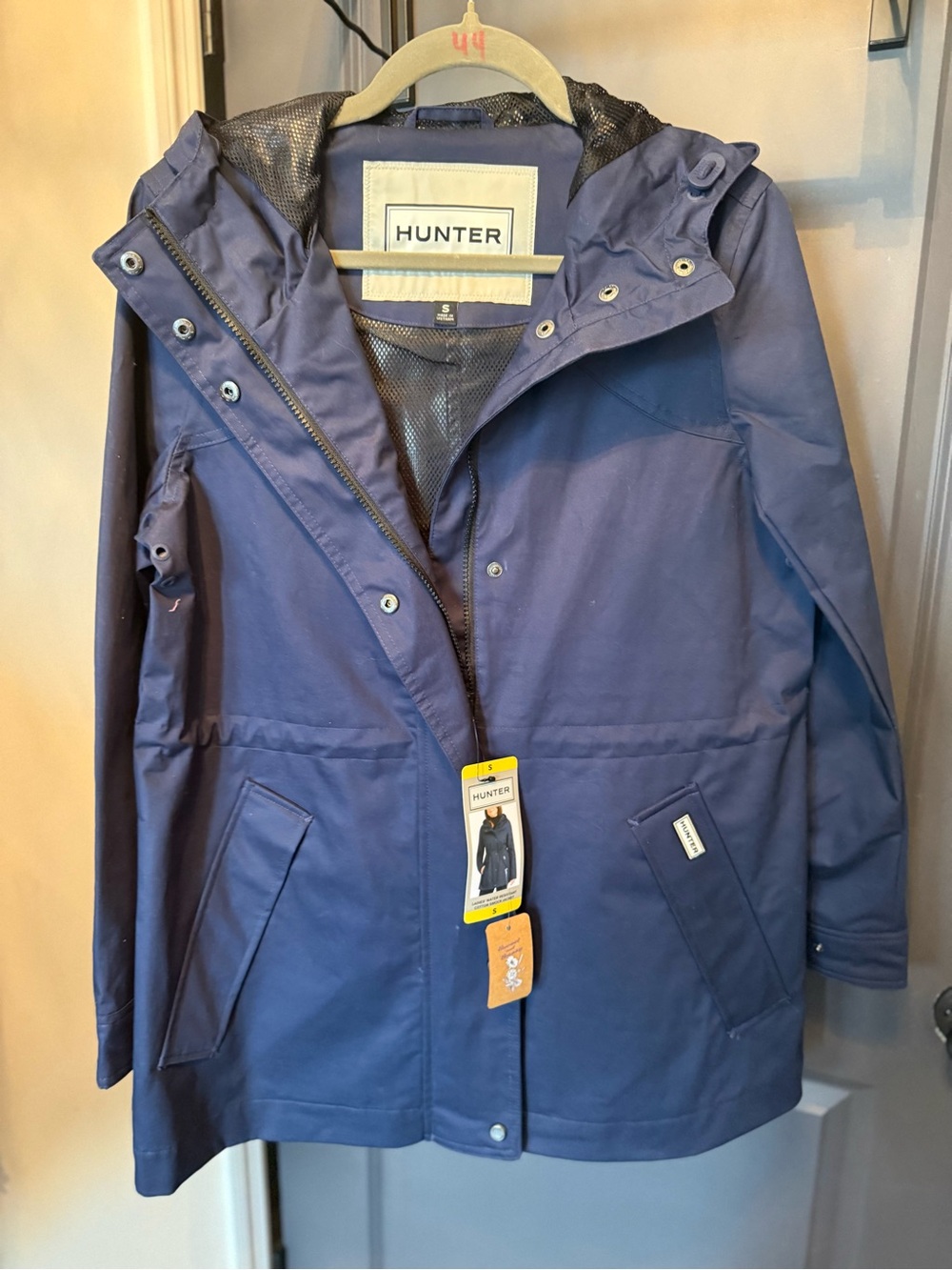 Hunter Navy Hooded Waterproof Women's Raincoat